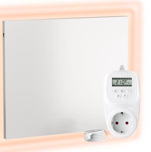 UMBRELLA Infraröd väggvärmare med termostat [INCL.TH12 TERMOSTAT] – Infraröd väggvärmare – kolkristall infraröd värmare – lämplig panel för badrum – 1 200 watt