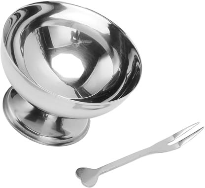 Bonbela 1 Set Glasskopp i Rostfritt Stål Delikat Återanvändbar Glasskål för Dessertsallader Pudding