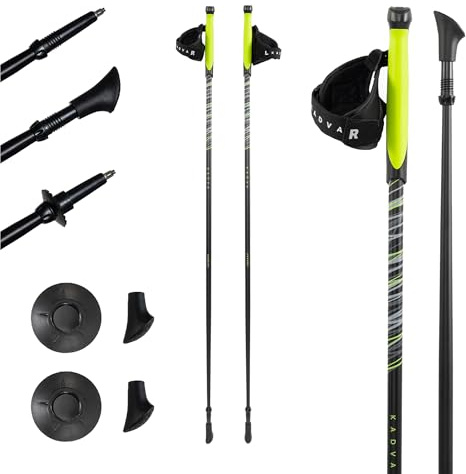 KADVA TENGRI Bastones de Senderismo en Color Rojo, tamaño Ajustable, 65-135 cm, Mango de Polipropileno y Espuma EVA para Mayor Comodidad, Mango con Recubrimiento de Aluminio y Goma, Bastones de Acero