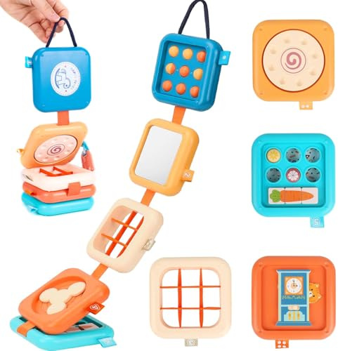 Giochi Bambini per 1 2 3 Anni, Giochi Sensoriali Montessori,Busy Activity Cube per Il più Piccolo, Giochi da Viaggio, Giocattoli per l'apprendimento dello Sviluppo Educativo,Regali per Bambini