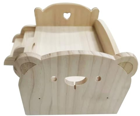 casstaly Letto in Legno per Bambole Letto in Legno Universale Bambola in Legno FAI DA TE Mini Letto per Bambole Regalo Festa dei Bambini (Orso)