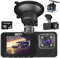 3 Channel Dash Cam for Cars, Front and Rear Inside Car Driving Recorder 1080P with 64GB Card Adjustable Lens 3 Ways Triple Camera with Night Vision, 2.0 Display Dashcam, 24H Parking Mode,WIFI