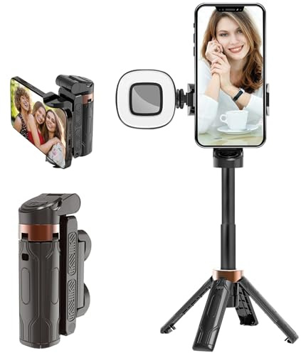 HUAJUN Mini mobiltelefonstativ, flexibel 360° vridbar tripod med trådlös fjärrutlösare, utdragbart ministativ mobiltelefonhållare för foton, videoinspelning används