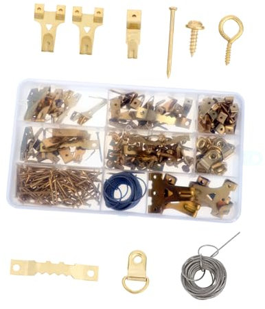 NUOBESTY clou de mur kit de suspension de tableaux crochet pour cadre photo fil suspendu clou décoratif mural cintres photo crochet en fer avec câble métallique clou de cadre photo le fer