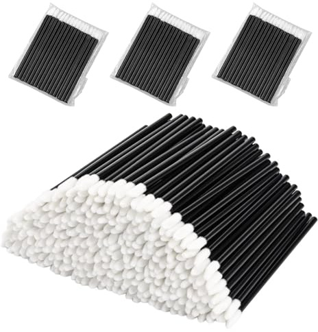 Lip Brushes, 300Pcs Disposable Black Lip Applicator Brushes, Make Up Brush Lipstick Lips Gloss Wands Applicator Tool, Makeup Beauty Tool Kits for Cleaning or Removing Lashes