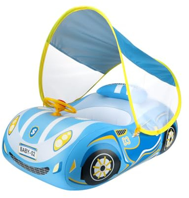 AMSLSIU Anello da nuoto per bambini Anello da nuoto gonfiabile per bambini Galleggiante piscina portatile Giocattolo bagno per con cerchio per barche , Blu
