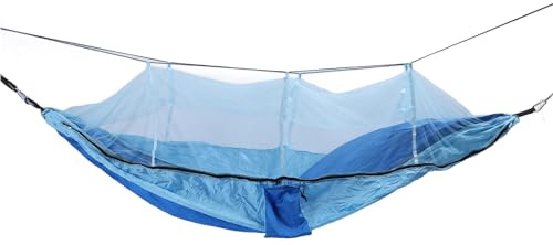 MAPHRWZ för utomhushängmatta, rivsäker 210T nylon, andningsbar nätdesign, tvåvägsdragkedja, säkra karbinhakar i rostfritt stål, bärbar förvaringsväska för campingpicknick (Kungsblått med ljusblått