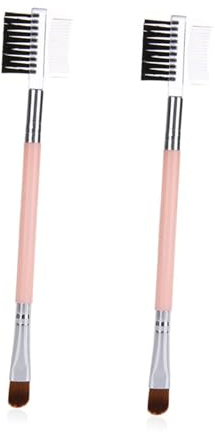 TOPPERFUN Set 2 Pennelli Trucco Doppia Testa per Ombretto e Sopracciglia Pennelli Cosmetici Setole in Nylon Manico Plastica Leggero e Portatile Strumenti Make-Up per Donne e Ragazze