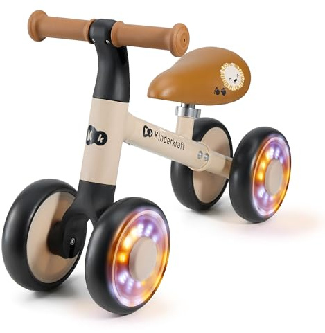 Kinderkraft Cutie Flash - Bicicletta da corsa per bambini, senza pedali, ruote con luci a LED, design moderno, costruzione sicura, per bambini a partire da 1 anno, colore: Beige