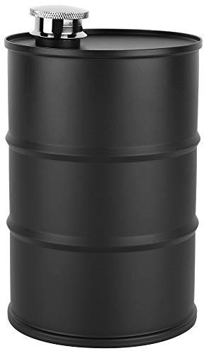 Birra in acciaio inossidabile da 700 ml, fiaschetta portatile per liquore con coperchio sigillante, fiaschetta per vino di grande capacità per viaggi all'aperto, campeggio, bar, (Nera)
