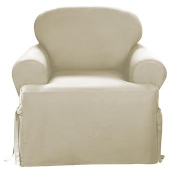 SureFit Duck 1 Piece T Cushion Chair Slipcover in Natural