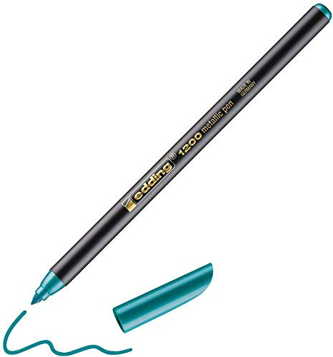 edding 1200 metallic fiberpenna – grön metallic – 1 penna – rund spets 1–3 mm – för målning, skrivning och ritning med glänsande metallisk effekt – för gästböcker, gratulationskort, fotoalbum,
