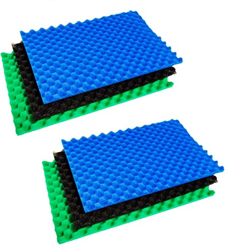 Pisces Twin Pack Pond Filter 3 Grade Media Foam Set 17 x 11 (430 x 280mm) Coarse, Medium and Fine - Universal Replacement Fish Pond Filter Media