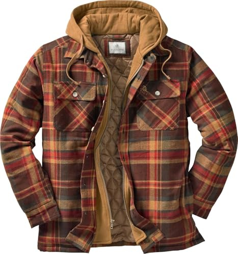 Legendary Whitetails Men's Standard Hooded Shirt Jacket, Maplewood Plaid, X-Large