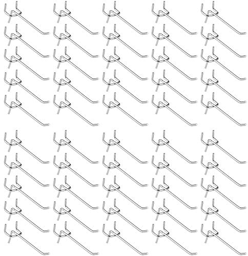 Youery 50 Pack Pegboard Hooks,Pegboard Wall Slat Clips for Retail Display Store,Garage and Workshop Organizer Single Mesh Pegboard Hook Holders for Various Tools