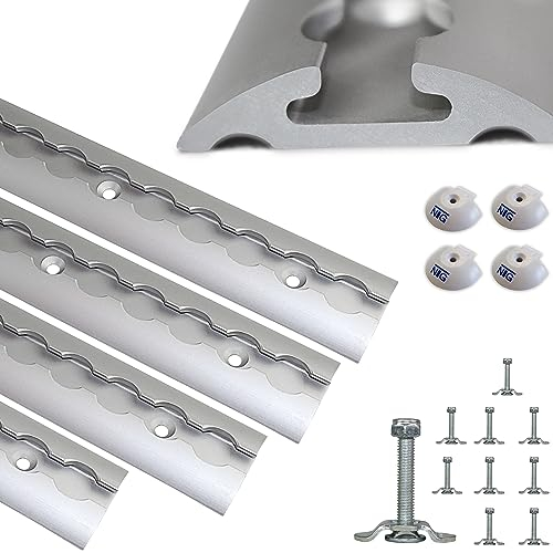 NTG 2 binari aerei da 2 m a forma semicircolare con fori – Certificazione TÜV – con 10 raccordi a vite + 4 tappi terminali | fusibile carico per camion e camper | argento anodizzato