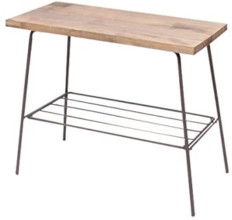 TentHome Rustikaler Hocker Blumenhocker Blumentisch Holz Beistelltisch Metall Blumenständer Vintage Pflanzenständer Pflanzenhocker Landhaus Garten A, klein