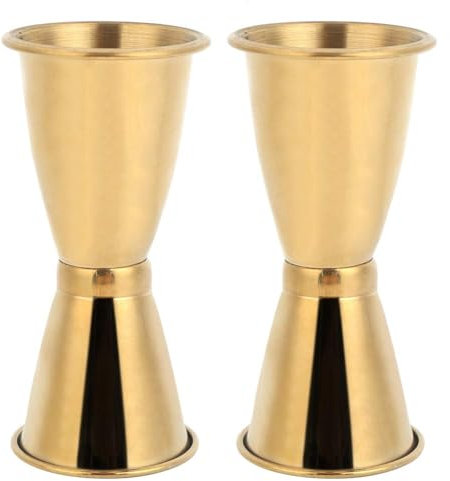 Cocktail Jigger Tasse à Mesurer en Acier Inoxydable, 2 Pcs Doré Cocktail Jigger Verre à Vin Once Tasse Boisson Liquide Outils de Mesure pour Bartender Boisson Mesures(L)