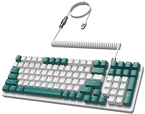 MAMBASANKE K6 Pro 96% 3 Modos Teclado mecánico para Juegos Hot Swap 4000mAh 2.4Ghz/Bluetooth 5.0/Teclado con Cable con Cable USB en Espiral Tipo-C 9 RGB Retroiluminado Interruptor Azul -Verde