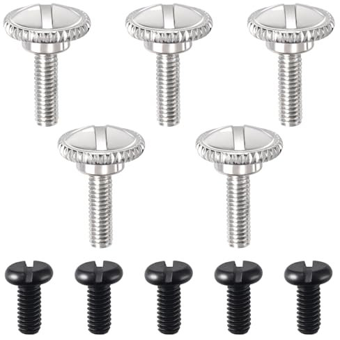 CustomyLife 5 viti per piedino e 5 viti di fissaggio per aghi, per macchine da cucire industriali Juki a ago singolo, nero e argento