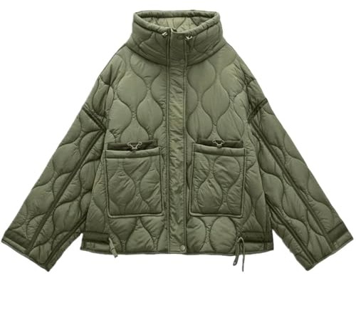 Yunyahe Women's Quilted Jacket, Transition Jacket, Oversized Quilted Jacket for Women with Zip, Stand-Up Collar, Lightweight Jackets, Padded Winter Coat, Pullover, Mustard Yellow, AG, L