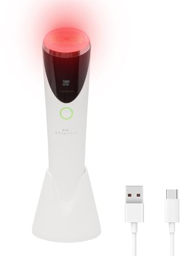 STYLPRO Pure RED LED and Infrared Light Facial Tool, Promotes Firmer and Brighter Skin, Promotes Regeneration of Collagen and Elastin, Wireless, Portable, 1 x USB Charging Cable, 1 x Charging Base