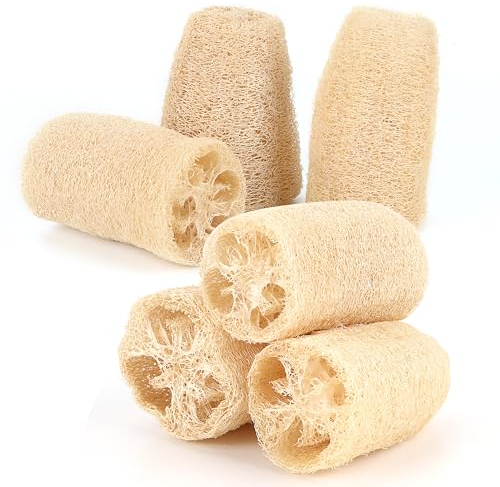 6 Stücke Luffa Schwamm Natürliche, Natürliche Luffa Peeling Biologisch abbaubare LuffSchwämme für Körperpflege, Dusche, Küche Scrubber und Luffa Seife