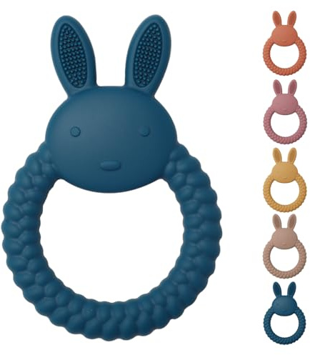 Teething Toys for Baby, Easy to Hold BPA Free Silicone Teethers,Rabbit Baby Teething Toy,Baby Toys for Babies 3 6 12 Months, Boy, Girl, Infant (Blue)