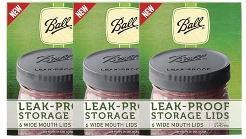 Ball Leak-Proof Storage Lids, for Glass Mason Jars, Used for Canning, Pickling, Juice, Jam, Jelly freezer-safe 6-Count, Pack of 3 (18-Lids Total)