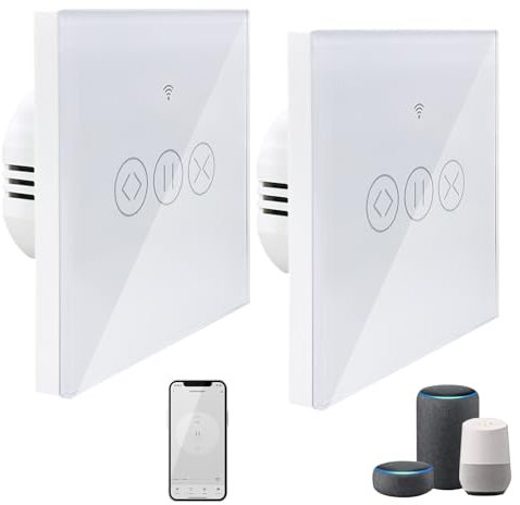 WiFi Smart Rolladenschalter Wlan Alexa Rolladen Zeitschaltuhr, Smart Jalousieschalter Kompatibel mit Alexa/Google Home/Tuya/Smart Life, Smart Rolladensteuerung Jalousieschalter, Benötigt Nullleiter