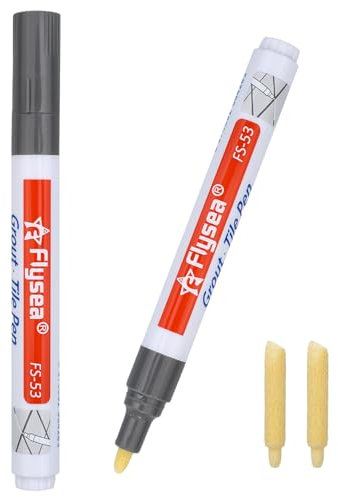 ZJCANGLIU 2 Piezas Blanqueador de Juntas,Blanqueador Juntas Azulejos,Rotulador Juntas Azulejos,Lápiz para Juntas,Secado Rápido,Resistente al Agua,con 2 Punta de Repuesto (Gris Oscuro)