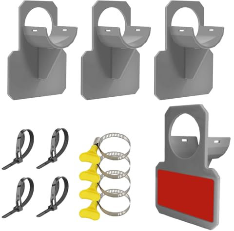 Kyzuzia Lot de 4 supports de tuyau de piscine gris avec anti-perforation, anti-déchirure, anti-traction (30 à 37 mm)