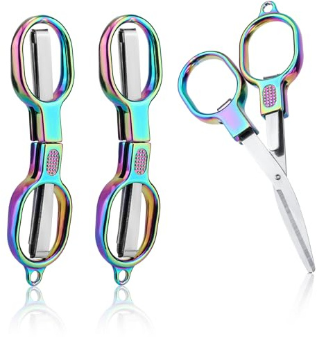 Tinoaly 3pz Forbici Pieghevoli, Acciaio Inossidabile Mini Forbici da Viaggio Piccole Portatili Scissors Pieghevoli Tascabili Badge per Accessori Infermieristici Casa Ufficio Artigianato Cucito