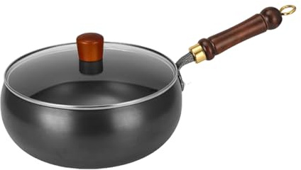 Padella In Ferro Non Rivestita, Superficie Antiaderente, Ferro, Padella Per Induzione, Pentola A Pancia Grande, Coperchio In Temperato, Per Cucina A Fuoco, Friggere, Saltare, Uova, Pesce, Gamber