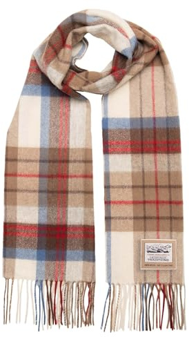 Heritage Traditions 100% Pure Wool Tartan Scarf, Check Scarf for Men & Women, Scottish Scarf Men Style, Women's Wool Scarf with Soft Brushed Finish & Fringe (Rust Blue)