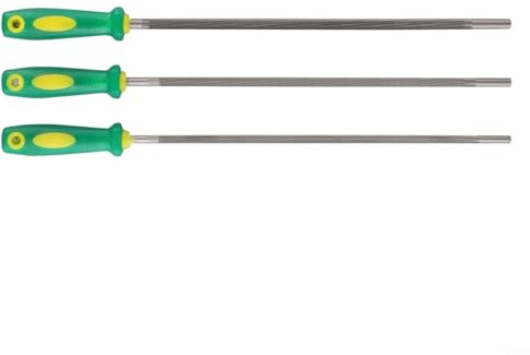 Set di lime rotonde per affilatura motosega, 3 pezzi, in acciaio al carbonio, compatibili con la manutenzione della lama e della catena, durata 4,0 mm, 4,8 mm,
