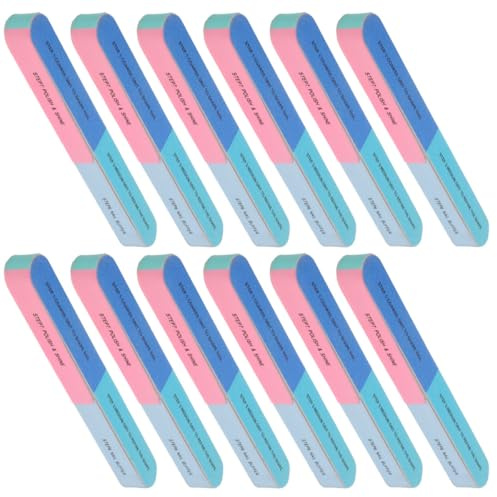 NULYLU 12 Limas de Uñas Profesionales Bloque Pulidor Multi-grano de 6 y 7 Esponja para Manicura Profesional de Mujeres