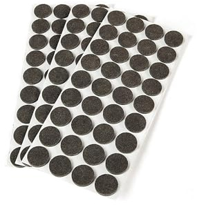 Emuca 2038116 Lot de 150 patins ronds en feutre diamètre 20mm auto-adhésifs marron