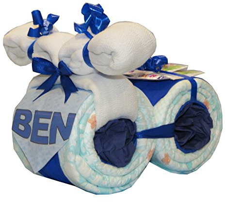 Windeltorte | MINI-Windelmotorrad (blau) | Windelgeschenk Junge