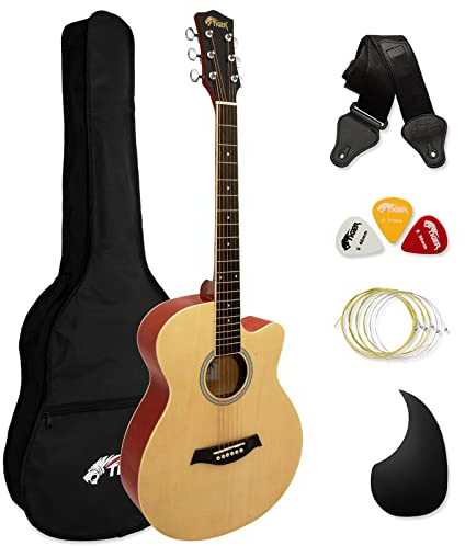 Tiger ACG3-NT Guitarra Acústica con Funda, Cuerdas de Repuesto y Correa