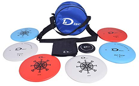 Starter Disc Golf Set - Golf Discs Set - Includes Blue 1 x Starter Disc Golf Bag, 2 x Fairway Driver, 2 x Midrange Disc, 2 x Putt & Approach