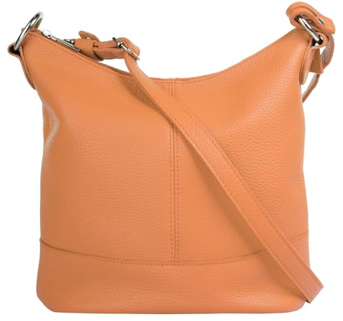 Cluty Umhängetasche Echt Leder Damen Made in Italy, Handtasche, Schultertasche, Crossbody Bag aus Leder orange 021217