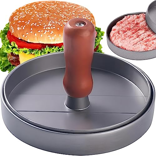 Retoo Pressa per Hamburger in Alluminio pressofuso, per deliziosi Hamburger con Rivestimento Antiaderente, pressa per Hamburger per pancie Uniformi, Barbecue, Cheeseburger, Verdure