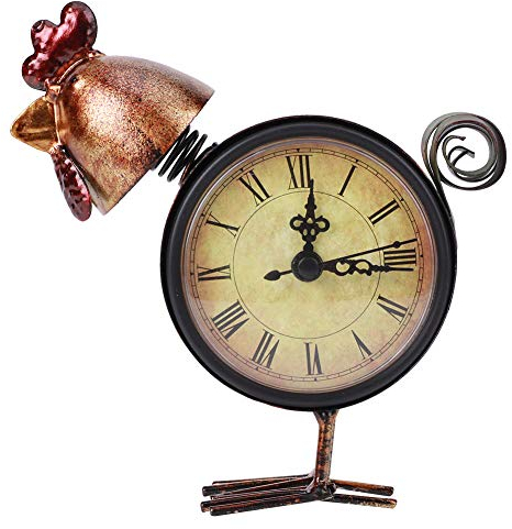 Orologio a Forma di Pollo Retro, Silenziosa Orologi da Tavolo Moderno Sveglia Analogica Comodino Silenzioso Quarzo Campana Cucina Soggiorno Camera Letto Scrivania Casa Mensola Decorativo
