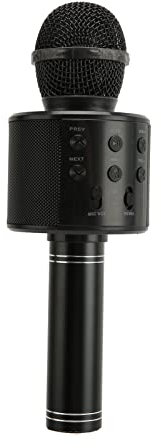 Fockety Micrófono de Karaoke Inalámbrico,Altavoz de Micrófono de Mano Portátil 4 en 1, Máquina de Karaoke Profesional Estéreo para Niños y Adultos,Regalos de Cumpleaños y Navidad (Negro)