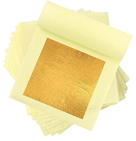 Foglia d'oro 24 carati, 30 fogli di scaglie di foglia d'oro per l'artigianato, 4,33 x 4,33 cm