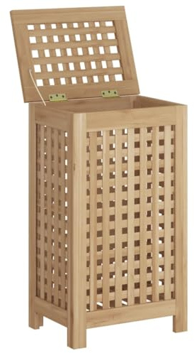 vidaXL Laundry Basket Natural Solid Teak Wood