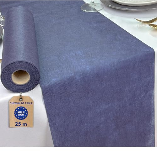 NATUARTE, Tischläufer Dunkelblau, Vlies Tischläufer, Deko Tischband, 25 Meter x 30 Zentimeter, Tischdekoration, Dekor Taufen Kommunionen Hochzeit Geburtstage, Rolle, Farbe Marineblau