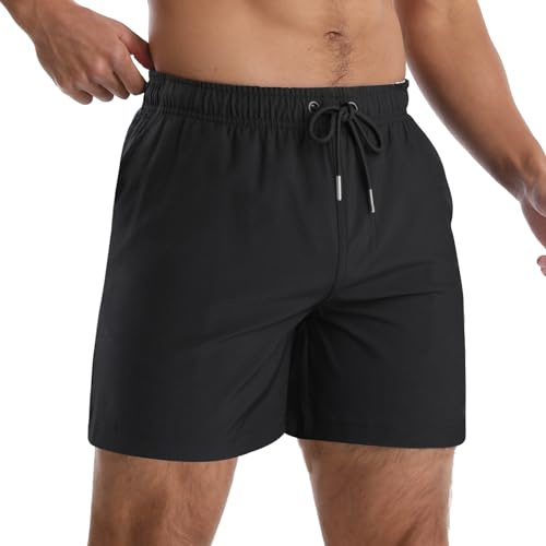 Comilaka badshorts för män snabbtorkande badbyxor 4-vägs stretch strandshorts tonade färger brädshorts med nätfoder och fickor
