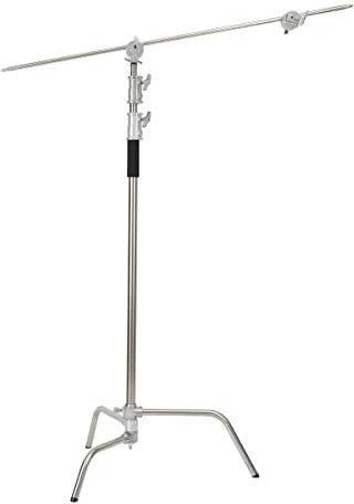 ECUTEE C Stand con Brazo Articulado Acero Inoxidable Heavy Duty Trípode de Soporte Soporte de Luz para Fotografía, 149-330 cm Trípode Ajustable en Altura Trípode Fotográfico de Acero